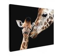MuchoWow© Impressions sur Toile Deco Tableau Murale Decoration Salon | 40x30 cm - Peinture Tableaux Chambre Toiles Maison Girafe - Animaux - Noir - Portrait