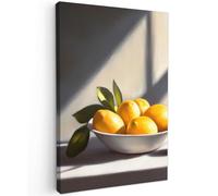 MuchoWow© Impressions sur Toile Deco Tableau Murale Decoration Salon | 40x60 cm - Peinture Tableaux Chambre Toiles Maison Citrons - Nature morte - Jaune
