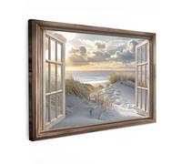 MuchoWow© Impressions sur Toile Deco Tableau Murale Decoration Salon | 90x60 cm - Peinture Tableaux Chambre Toiles Maison Transparent - Plage - Dunes - Mer - Nature