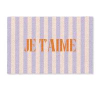 MuchoWow© Paillasson 120x180 cm Interieur Entree Tapis d'Entrée Pallaison Entree Porte Absorbant Pallaissons Door Mat Design Encastrable Lila - Orange - Rayures - Je t'aime