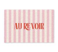 MuchoWow© Paillasson 120x180 cm pour Exterieur d’Entrée Tapis d'Entree Interieur Pailasson Dentree Paillassons Intérieure Original Design Rose pâle - Rouge - Rayures - Au Revoir