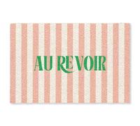 MuchoWow© Paillasson 120x180 cm Tapis Entree Interieur d Entrée Caoutchouc Design d'entree Absorbant d'Entrée Intérieur pour Maison Original Rose pâle - Vert - Rayures - Au Revoir