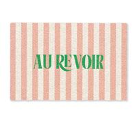 MuchoWow© Paillasson 40x60 cm Tapis Entree Interieur d Entrée Caoutchouc Design d'entree Absorbant d'Entrée Intérieur pour Maison Original Rose pâle - Vert - Rayures - Au Revoir