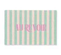MuchoWow© Paillasson 60x90 cm Tapis Entree Interieur d Entrée Caoutchouc Design d'entree Absorbant d'Entrée Intérieur pour Maison Original Rose - Vert - Rayures - Au Revoir