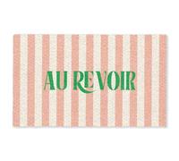 MuchoWow© Paillasson 90x150 cm Tapis Entree Interieur d Entrée Caoutchouc Design d'entree Absorbant d'Entrée Intérieur pour Maison Original Rose pâle - Vert - Rayures - Au Revoir
