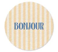 MuchoWow© Paillasson Rond 120 cm pour Exterieur d’Entrée Tapis d'Entree Interieur Pailasson Dentree Paillassons Intérieure Original Design Bleu - Jaune - Rayures - Bonjour