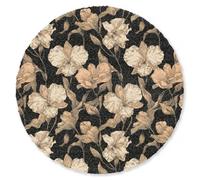 MuchoWow© Paillasson Rond 120 cm Tapis Entree Interieur d Entrée Caoutchouc Design d'entree Absorbant d'Entrée Intérieur pour Maison Original Orchidées - Dessin au Trait - Motif - Beige - No
