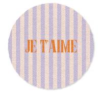 MuchoWow© Paillasson Rond 90 cm Interieur Entree Tapis d'Entrée Pallaison Entree Porte Absorbant Pallaissons Door Mat Design Encastrable Lila - Orange - Rayures - Je t'aime