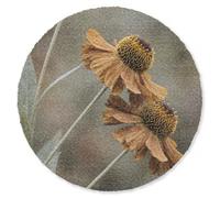 MuchoWow© Paillasson Rond 90 cm Tapis Entree Interieur d Entrée Caoutchouc Design d'entree Absorbant d'Entrée Intérieur pour Maison Original Chapeau Soleil - Fleurs sèches - Jaune - Chaud