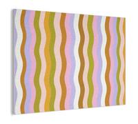 MuchoWow© Panneau Mural 120x90 cm decoratif Acoustique Wall Panel Feutre Plaque Tableau Panneaux Acoustiques Muraux Interieur lignes - vagues - couleurs pastel - motif