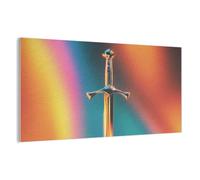 MuchoWow© Panneau Mural 160x80 cm decoratif Acoustique Traitement pour Home Tableau Mur Feutre Panneaux Acoustiques Muraux Insonorisation Épée - Métal - Couleurs