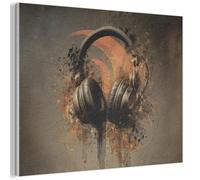 MuchoWow© Panneau Mural 40x30 cm decoratif Acoustique Wall Panel Feutre Plaque Tableau Panneaux Acoustiques Muraux Interieur Ecouteurs - Marron - Peinture - Vintage