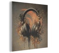 MuchoWow© Panneau Mural 50x50 cm decoratif Acoustique Wall Panel Feutre Plaque Tableau Panneaux Acoustiques Muraux Interieur Ecouteurs - Marron - Peinture - Vintage