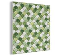 MuchoWow© Panneau Mural 60x60 cm decoratif Acoustique Wall Panel Feutre Plaque Tableau Panneaux Acoustiques Muraux Interieur Céramique - Texture - Vert - Blanc