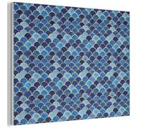 MuchoWow© Panneau Mural 70x50 cm decoratif Acoustique Wall Panel Feutre Plaque Tableau Panneaux Acoustiques Muraux Interieur Motif - Écailles de poisson - Bleu