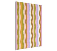 MuchoWow© Panneau Mural 90x120 cm decoratif Acoustique Wall Panel Feutre Plaque Tableau Panneaux Acoustiques Muraux Interieur lignes - vagues - couleurs pastel - motif