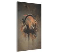 MuchoWow© Panneau Mural 90x140 cm decoratif Acoustique Wall Panel Feutre Plaque Tableau Panneaux Acoustiques Muraux Interieur Ecouteurs - Marron - Peinture - Vintage