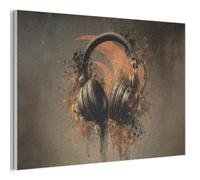 MuchoWow© Panneau Mural 90x60 cm decoratif Acoustique Wall Panel Feutre Plaque Tableau Panneaux Acoustiques Muraux Interieur Ecouteurs - Marron - Peinture - Vintage