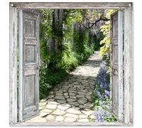 MuchoWow© Poster De Jardin 100x100 cm Deco Exterieur Decoration Balcon Décoration Affiche Murale Extérieur Terrasse Mur Déco Appartement Décorative Percée - Forêt - Pierres - Printemps