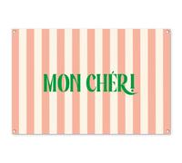 MuchoWow© Poster De Jardin 120x80 cm Deco Exterieur Decoration Balcon Décoration Affiche Murale Extérieur Terrasse Mur Déco Appartement Décorative Rose pâle - Vert - Rayures - Mon Chéri