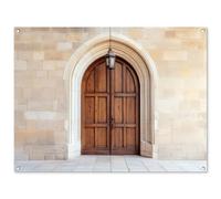 MuchoWow© Poster De Jardin 120x90 cm Deco Exterieur Decoration Balcon Décoration Affiche Murale Extérieur Terrasse Mur Déco Appartement Décorative Bois - Porte - Lanterne