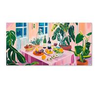 MuchoWow© Poster De Jardin 160x80 cm Deco Exterieur Decoration Balcon Décoration Affiche Murale Extérieur Terrasse Mur Déco Appartement Décorative Table - Vin - Fruits