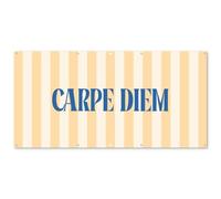 MuchoWow© Poster De Jardin 200x100 cm Deco Exterieur Decoration Balcon Décoration Affiche Murale Extérieur Terrasse Mur Déco Appartement Décorative Bleu - Jaune - Rayures - Carpe Diem