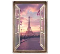 MuchoWow© Poster De Jardin 80x120 cm Deco Exterieur Decoration Balcon Décoration Affiche Murale Extérieur Terrasse Mur Déco Appartement Décorative Transparent - Paris - Tour Eiffel - Rose