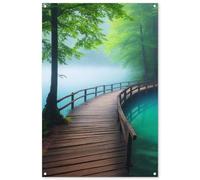 MuchoWow© Poster De Jardin 80x120 cm Deco Exterieur Decoration Balcon Décoration Affiche Murale Extérieur Terrasse Mur Déco Appartement Décorative Pont - Eau - Rivière - Forêt