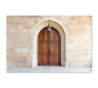 MuchoWow© Poster De Jardin 90x60 cm Deco Exterieur Decoration Balcon Décoration Affiche Murale Extérieur Terrasse Mur Déco Appartement Décorative Bois - Porte - Lanterne