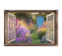 MuchoWow© Poster De Jardin 90x60 cm Deco Exterieur Decoration Balcon Décoration Affiche Murale Extérieur Terrasse Mur Déco Appartement Décorative Transparent - Fleurs - Fenêtre - Nature