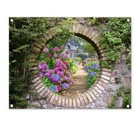MuchoWow© Poster De Jardin Deco Exterieur Decoration Balcon Décoration | 80x60 cm - Affiche Murale Extérieur Terrasse Mur Déco Appartement Décorative Aperçu - Fleurs - Hortensia - Été