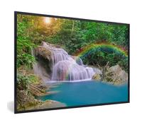 MuchoWow Poster encadré Arc-en-ciel - Soleil - Chute d'eau - Nature Tableau deco avec cadre 120x80 cm affiche decoration murale