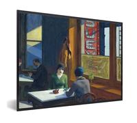 MuchoWow Poster encadré Chop suey - Edward Hopper Tableau deco avec cadre 80x60 cm affiche decoration murale