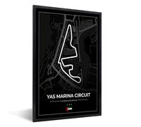 MuchoWow Poster encadré Circuit de course - Yas Marina Circuit - Circuit - F1 - Abu Dhabi - Noir Tableau deco avec cadre 20x30 cm affiche decoration murale