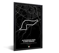 MuchoWow Poster encadré F1 - Circuit de course - Italie - Noir - Autodromo Enzo e Dino Ferrari - Noir Tableau deco avec cadre 20x30 cm affiche decoration murale