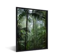 MuchoWow Poster encadré Forêt pluviale - Tropicale - Jungle - Arbres - Plantes Tableau deco avec cadre 60x80 cm affiche decoration murale