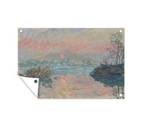 MuchoWow Poster Exterieur Coucher de Soleil sur la Seine à Lavacourt - Peinture de Claude Monet Decoration Murale 90x60 cm Résistant aux intempéries/Soleil