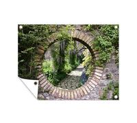 MuchoWow Poster Exterieur Forêt - Pierres - Regarder à Travers - Chemin Decoration Murale 120x90 cm Résistant aux intempéries/Soleil