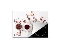 MuchoWow© Protège-plaque à induction | 58.3x51.3 cm - Plaque Protection Vitrocéramique Induction - Vinyl - Café - Grains de café - Chocolat - Couvre Plaque de