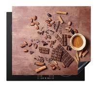 MuchoWow© Protège-plaque à induction | 59x52 cm - Plaque Protection Vitrocéramique Induction - Vinyl - Chocolat - Cannelle - Noix - Cuisine - Couvre Plaque de