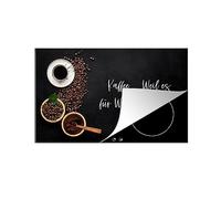 MuchoWow© Protège-plaque à induction | 91.6x52.7 cm - Plaque Protection Vitrocéramique Induction - Vinyl - Proverbes - Kaffee ... weil es für Wein zu früh ist