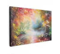 MuchoWow Toile Paysage - Peinture à l'huile - Coloré - Nature - Decoration murale - 60x40 cm - Tableaux de salon - Deco chambre - Peinture