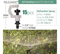 MUCIAKIE 24 types de buses d'arrosage de jardin avec Joint barbelé tête de pulvérisation suspendue pour Irrigation roatoria à réfraction - Type Nx15pcs