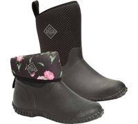 Muck Boots RHS Muckster II Short, Botte de Pluie Femme, Noir / Imprimé roses, 22.5 EU