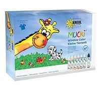 Mucki 24451-Window Color Set Petit Monde Animal, Films Et Modèle Auto-Copiant, 7x 29ml