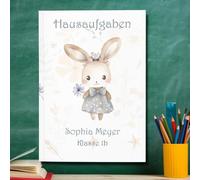 muckki.de Cahier de textes en forme de lapin #1 DIN A5 48 feuilles avec nom et classe