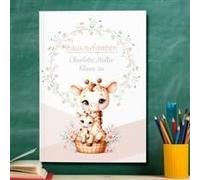 muckki.de Cahier de textes girafe #1 DIN A5-48 feuilles avec nom et classe
