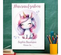 muckki.de Cahier de textes Licorne #1 DIN A5-48 feuilles avec nom et classe