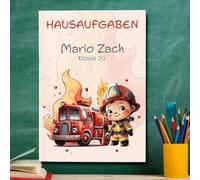 muckki.de Cahier de textes pompiers #1 DIN A5-48 feuilles avec nom et classe